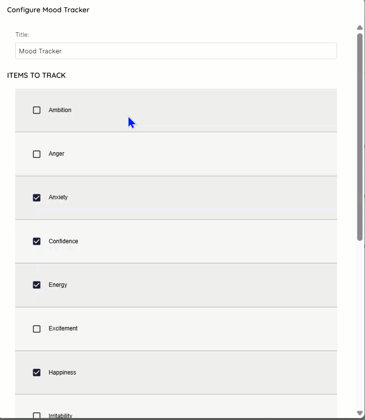 Configure Mood Tracker