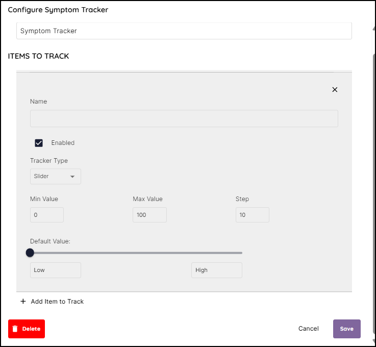 Configure Symptom Tracker