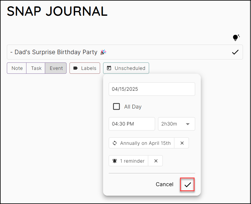 Scheduled Event