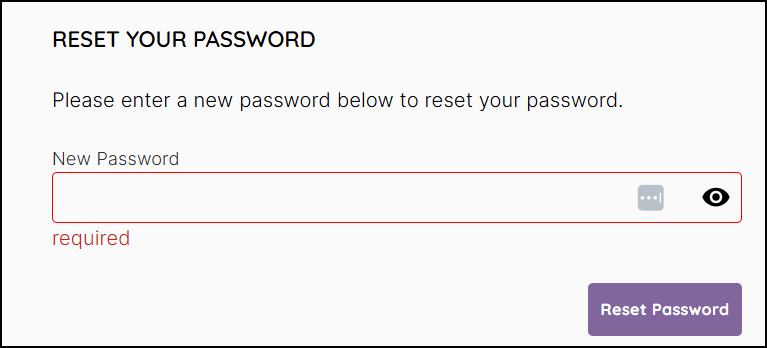 Account Settings Password Reset