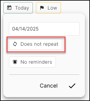 Task Recurrence Selection